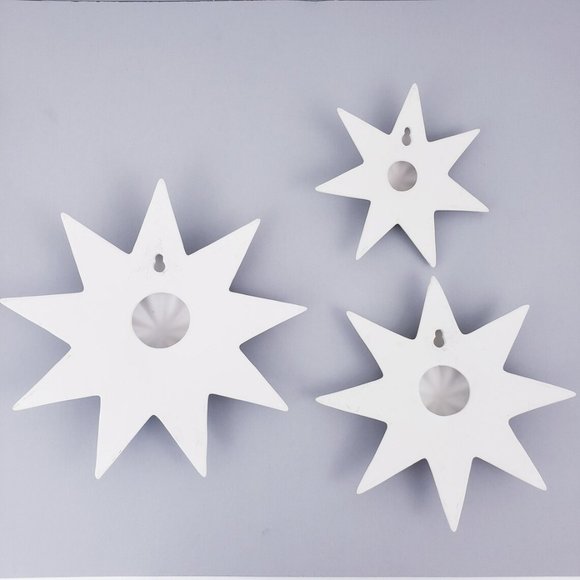 Mid Century Modern Atomic Star Ceramic Wall Decor Set of 3 - Picture 2 of 10